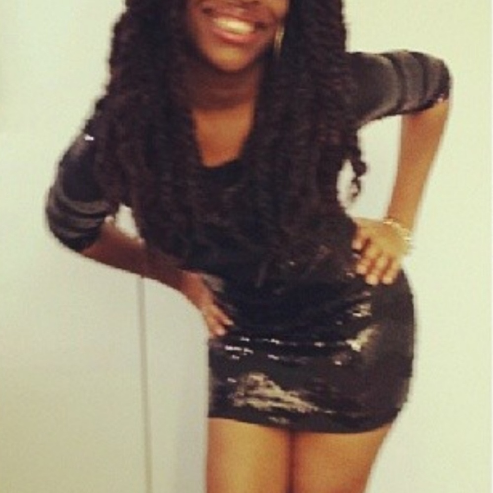 Stunning Zig Zag Sequin Little Black Dress